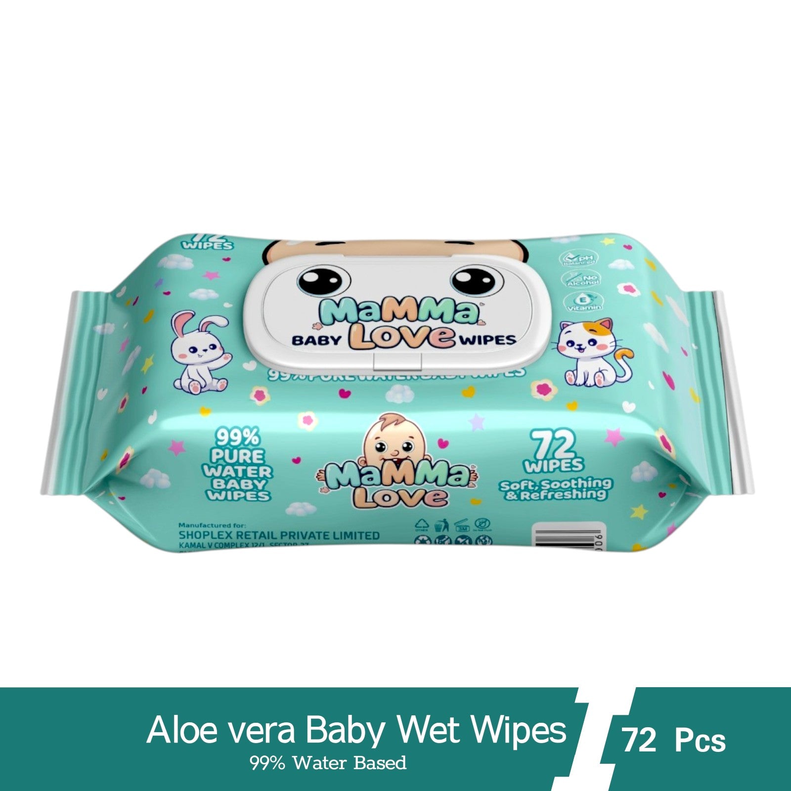 Mamma Love 99% Pure Water Baby Wet Wipe With Lid