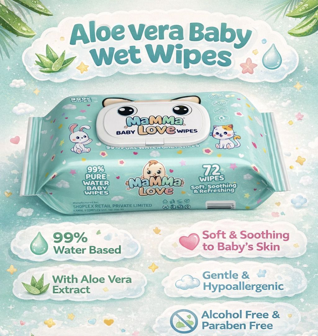 Mamma Love 99% Pure Water Baby Wet Wipe With Lid